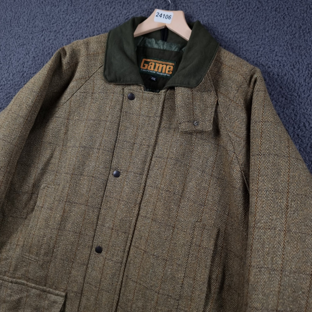 GAME Shooting Jacket Mens 2XL Green Derby Tweed Wool Blend Sporting Field Coat