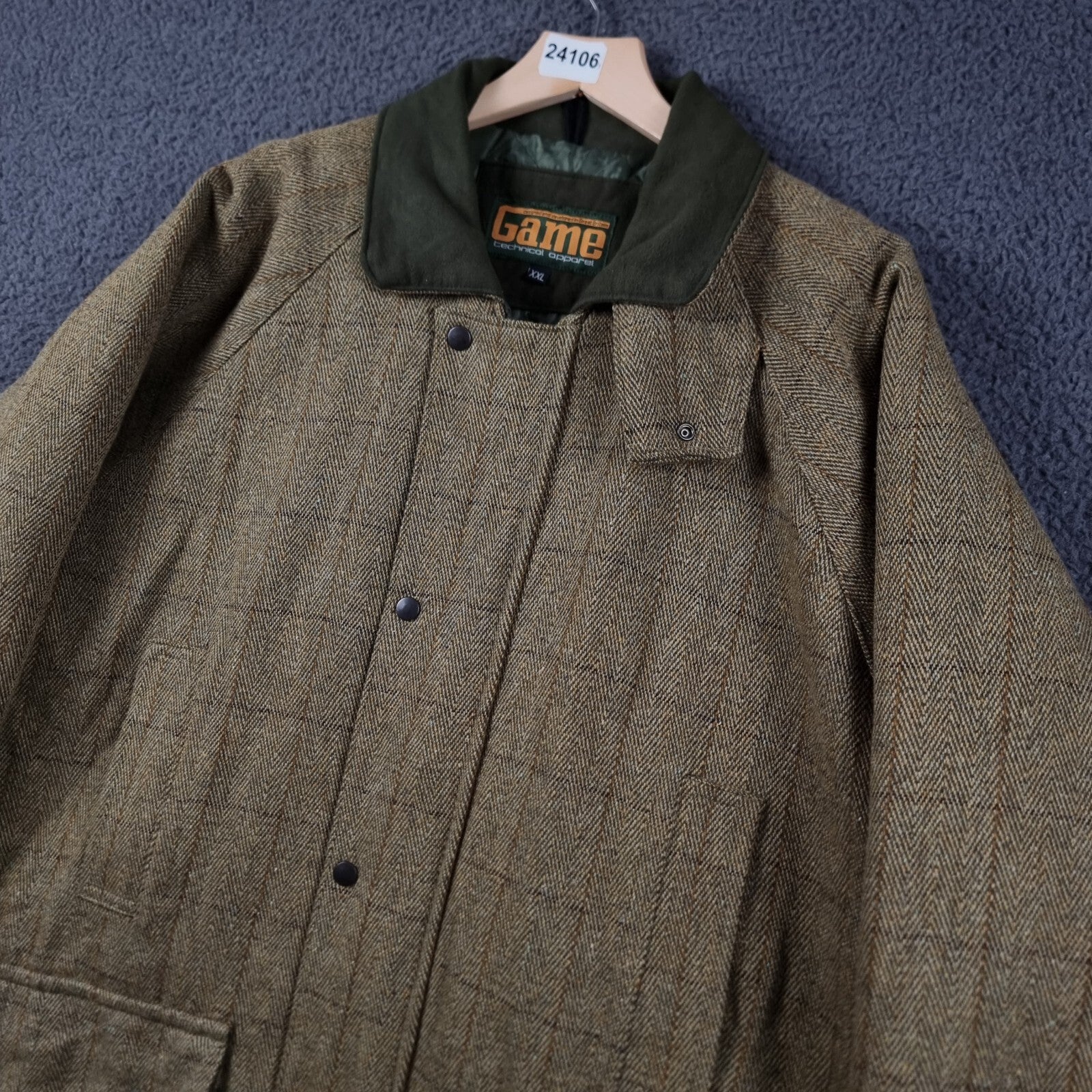 GAME Shooting Jacket Mens 2XL Green Derby Tweed Wool Blend Sporting Field Coat