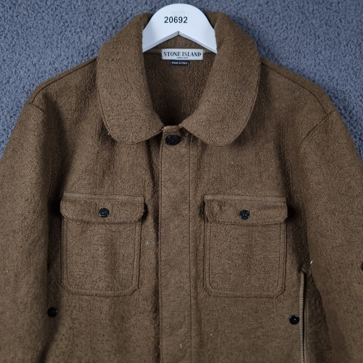 Vintage STONE ISLAND Jacket Mens XL Brown Felt Field Coat Made In Italy F/W 2005