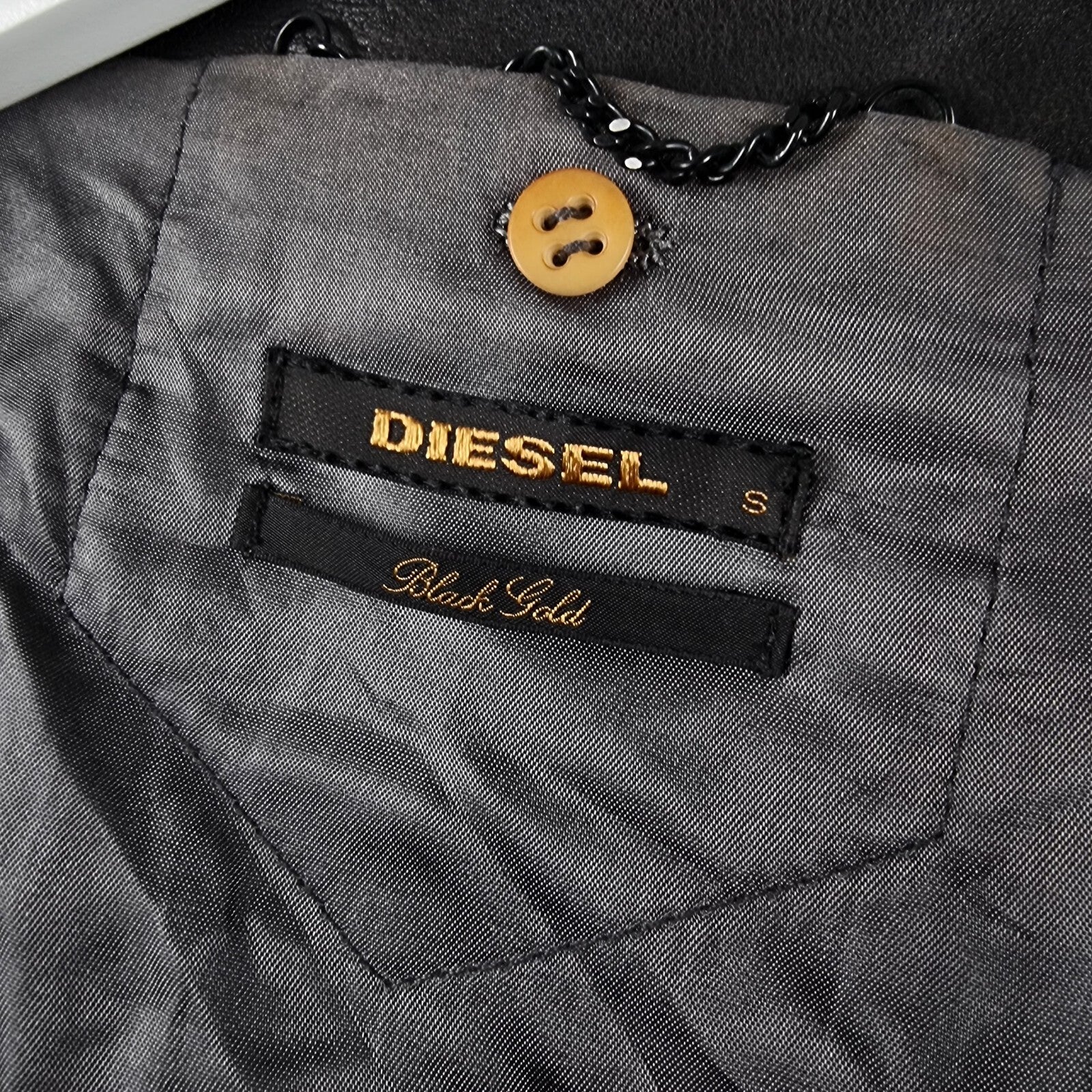 DIESEL Leather Jacket Men S Small Brown BLACK GOLD Biker Moto Collared LOXETT
