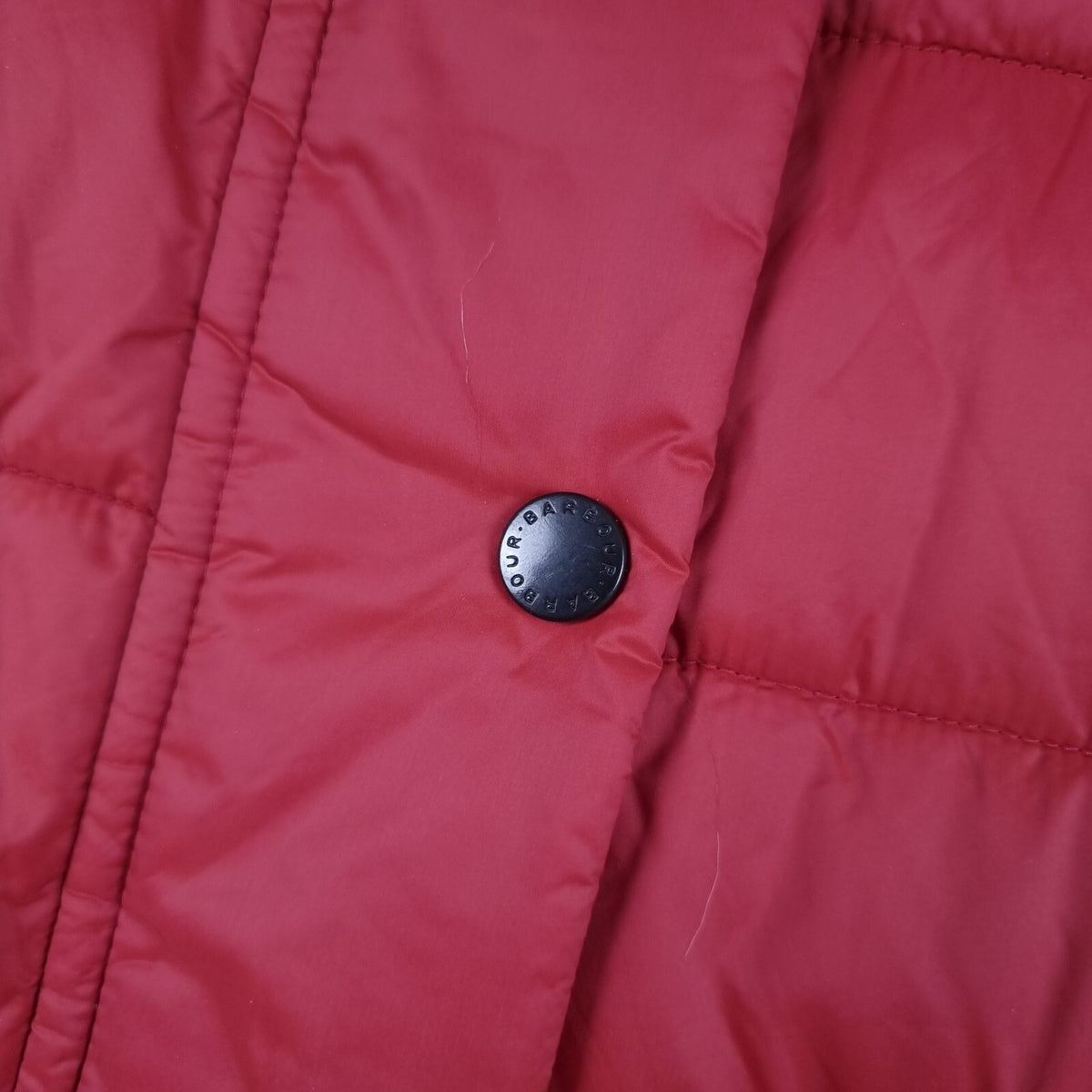 BARBOUR Jacket Womens UK 18 Red Housesteads Quilt Fibre Down Parka Puffer Fur