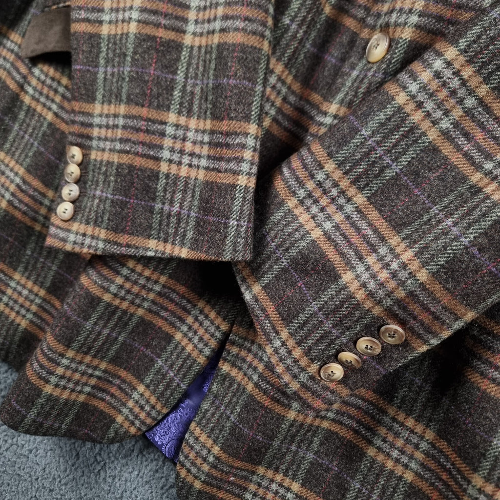 JOHNSTONS OF ELGIN Blazer Jacket Mens 56L 4XL Tweed 100% Wool Lambswool Bespoke