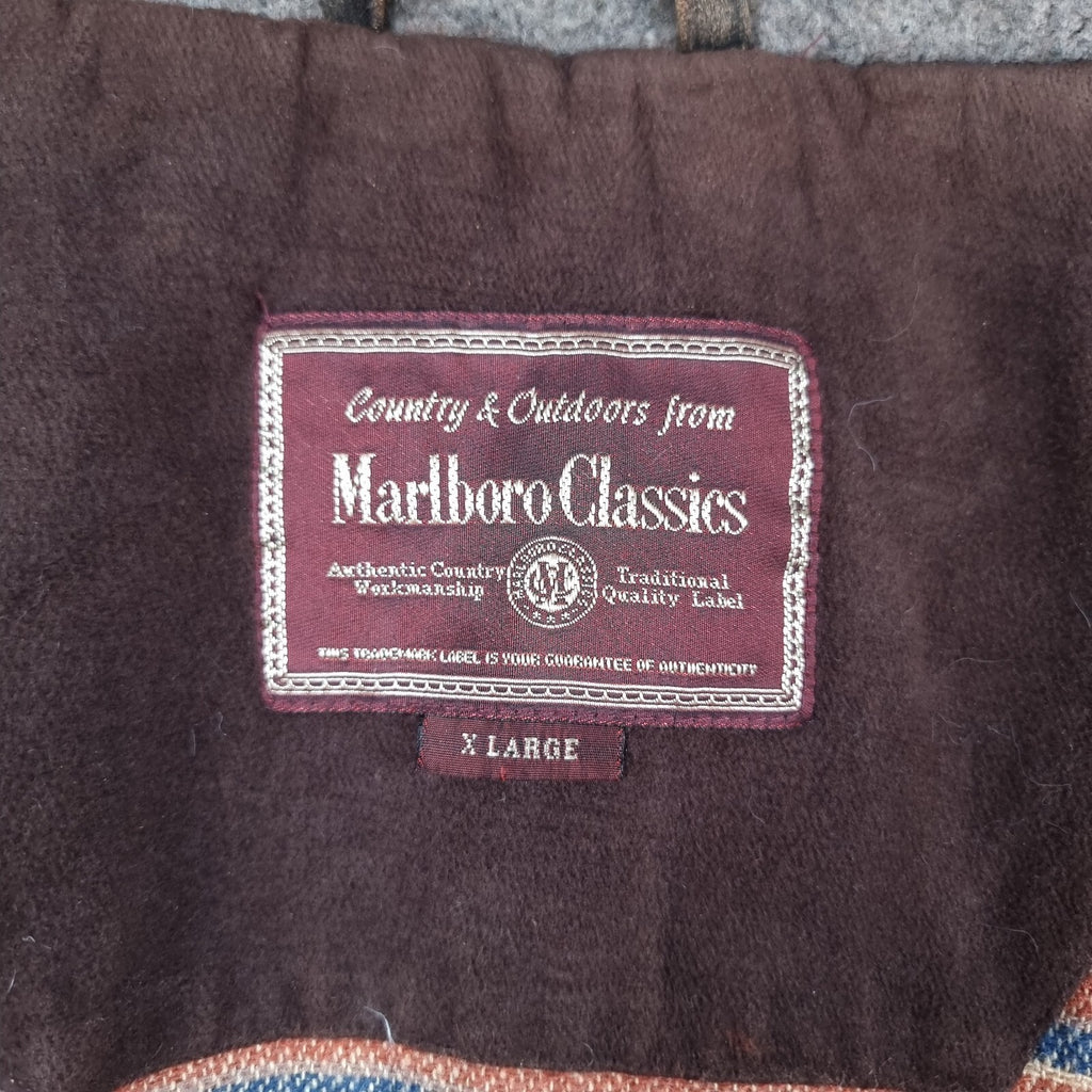 MARLBORO CLASSICS Jacket Mens XL Brown Wax Look Blanket Lined Ranch Field Coat