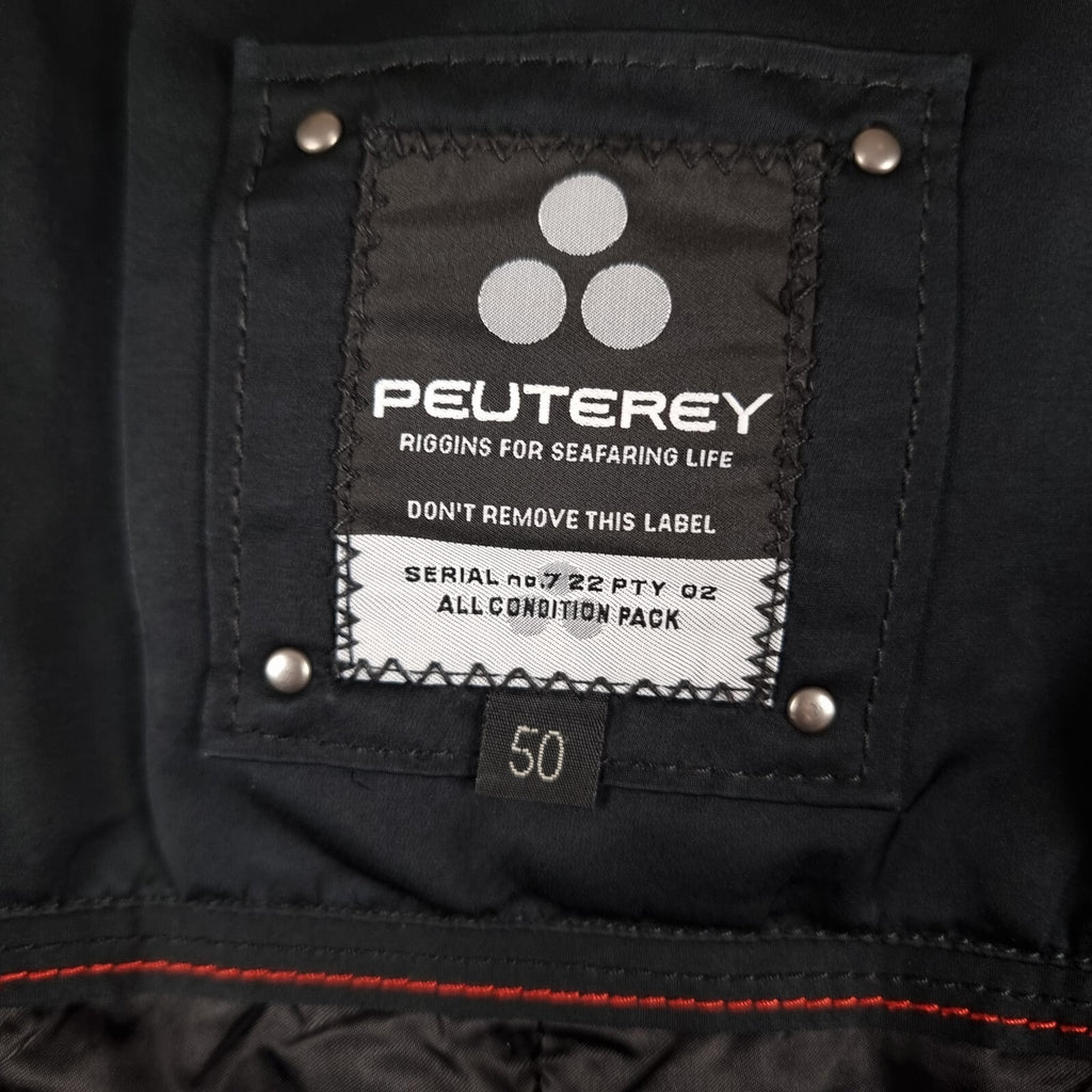 PEUTEREY Jacket Mens L Large 50 Black Goose Down Field Coat Military Collared