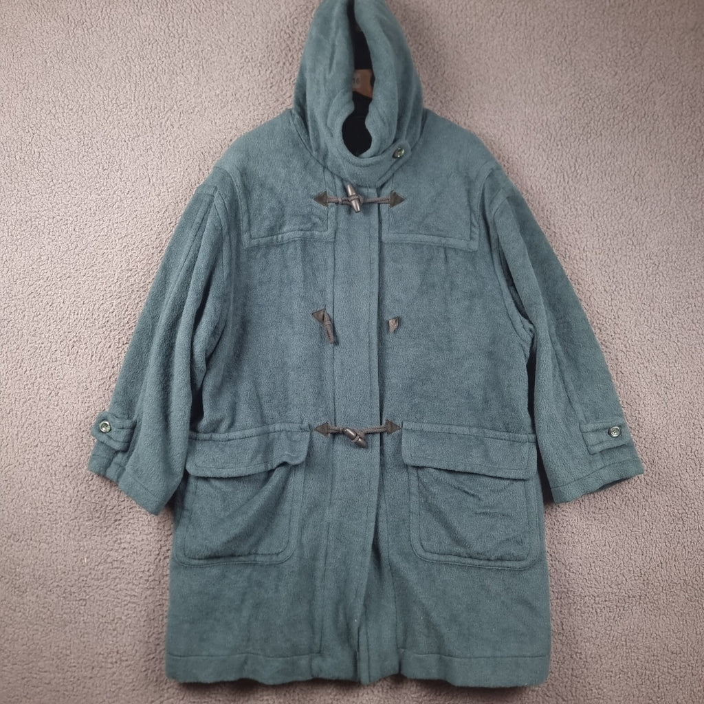SPORTMAX MAX MARA Duffle Coat Women UK 14 Green Mohair Wool Blend Long Oversized