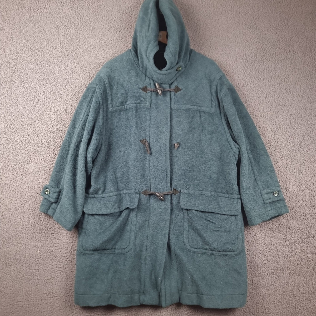SPORTMAX MAX MARA Duffle Coat Women UK 14 Green Mohair Wool Blend Long Oversized