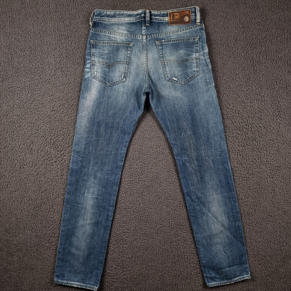 DIESEL Buster Jeans Mens W30 L32 Blue Distressed Regular Slim Tapered Denim