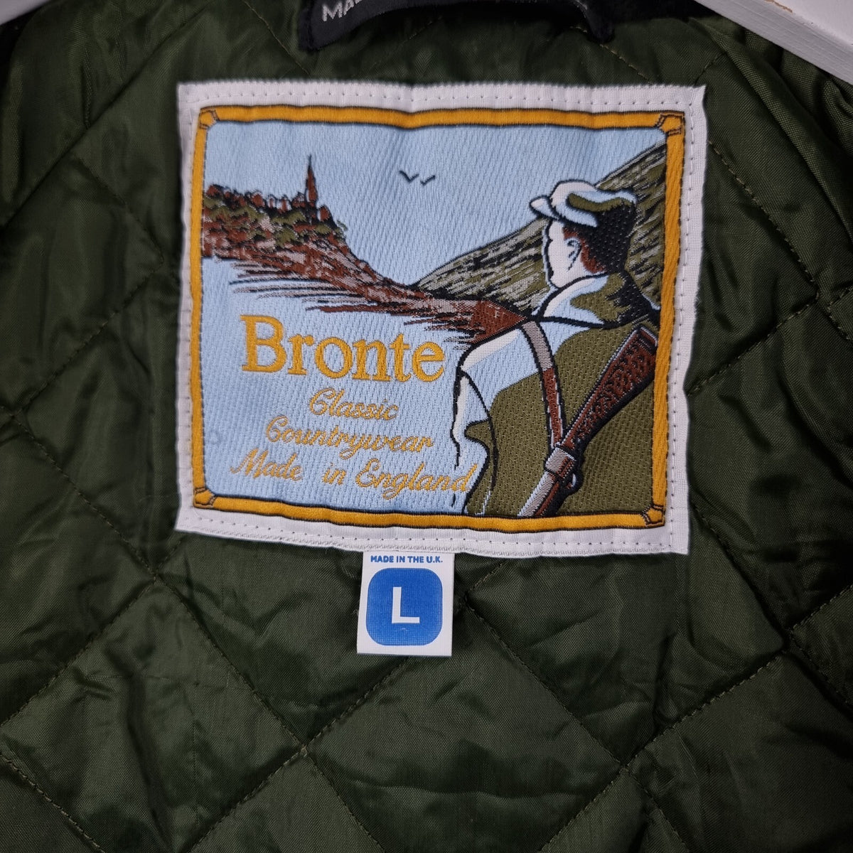 BRONTE Shooting Jacket Mens L Large Green Check Derby Tweed Wool Field Coat UK