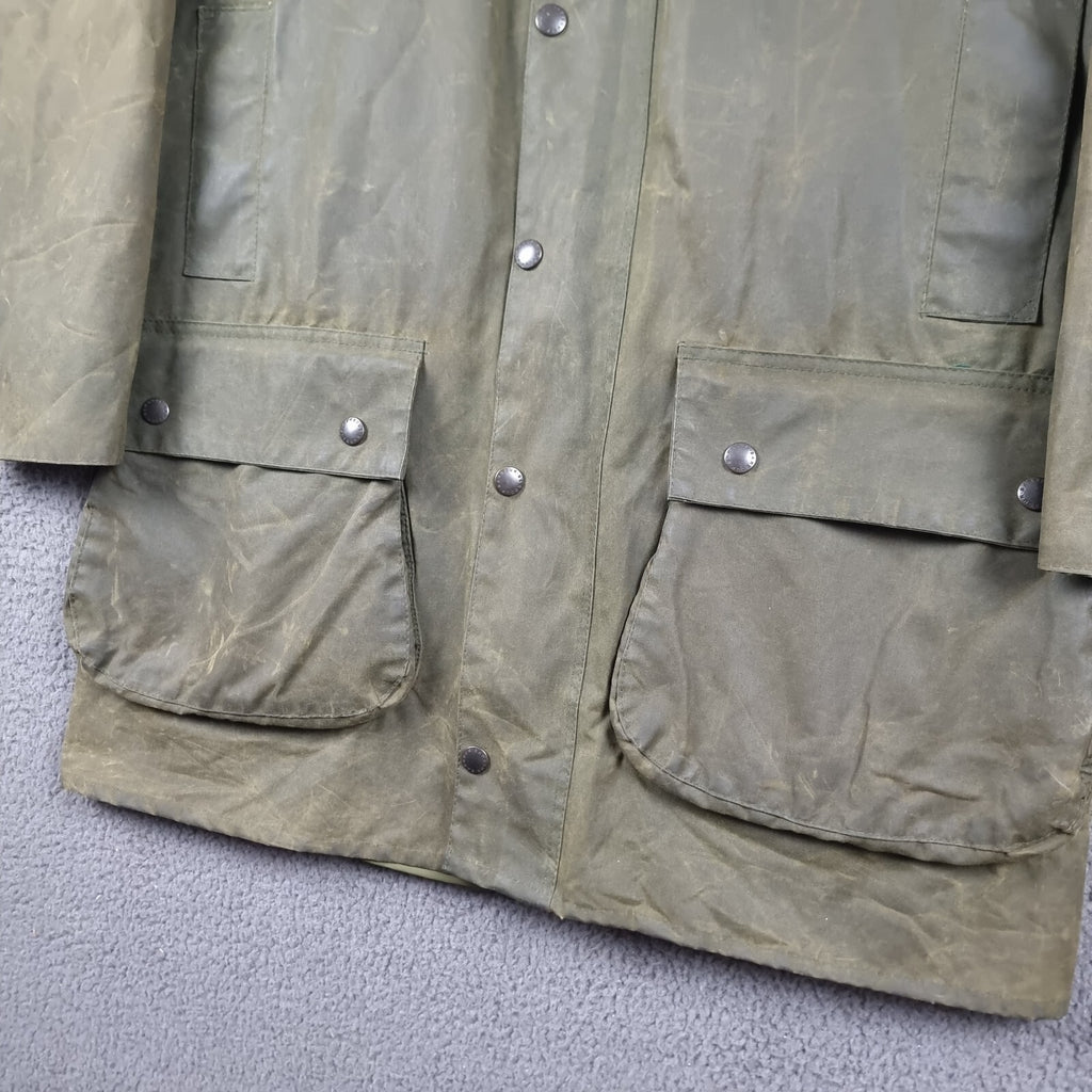 Vintage BARBOUR Northumbria Jacket Mens L C42 A400 Sage Wax Waxed Coat 80s 1987
