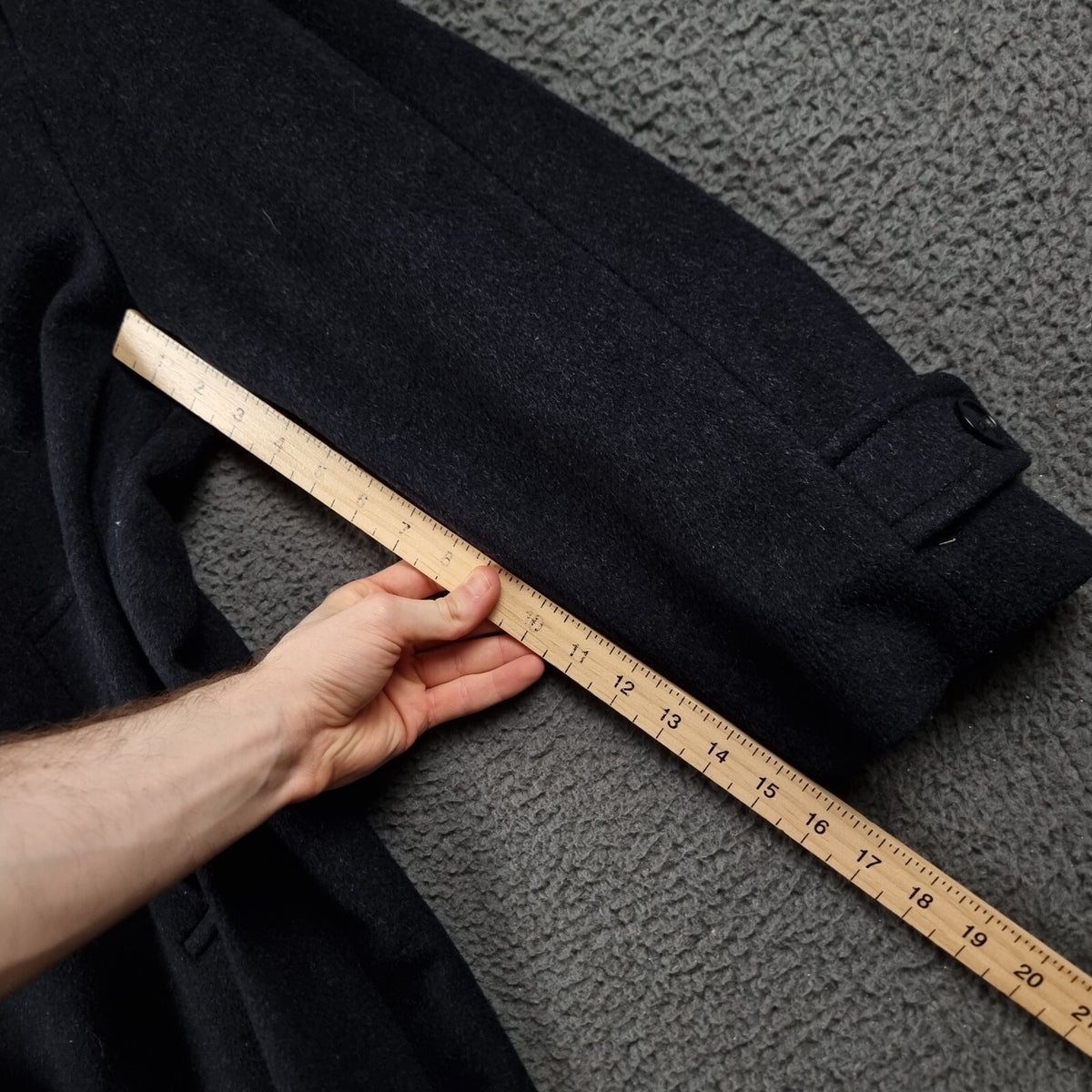 Vintage HUGO BOSS Coat Mens 2XL Navy Blue Wool Loden Overcoat Long Relaxed 80s