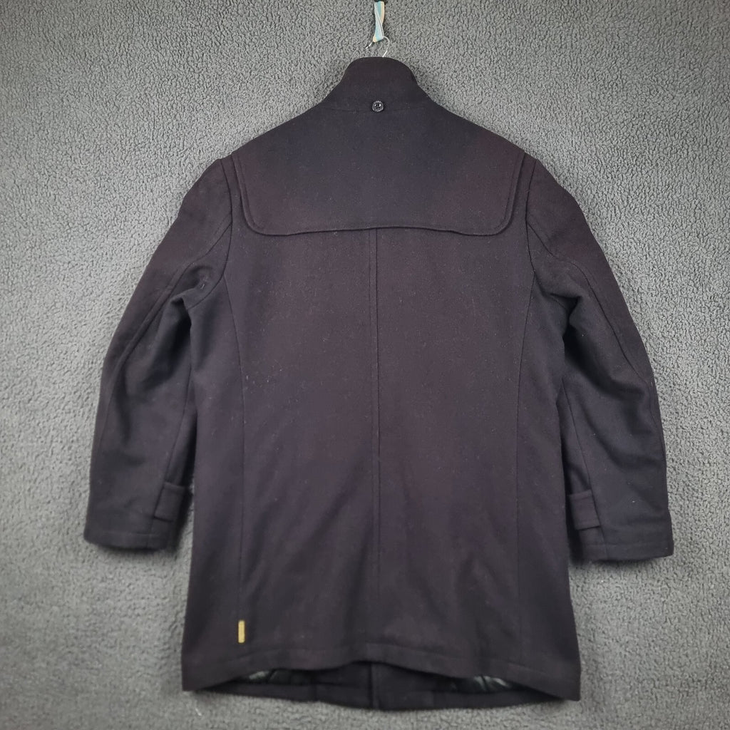 ARMANI JEANS Coat Mens L Large Navy Blue Wool Overcoat Peacoat 30th Anniversary