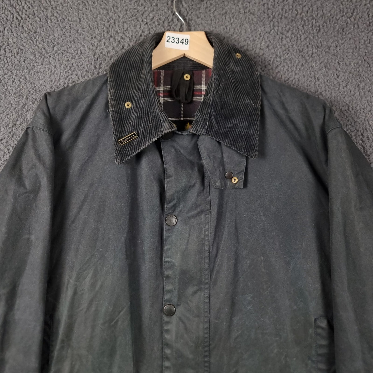 Vintage BARBOUR Border Jacket Mens C42 Navy Wax Waxed Field Coat A205 90s 1994