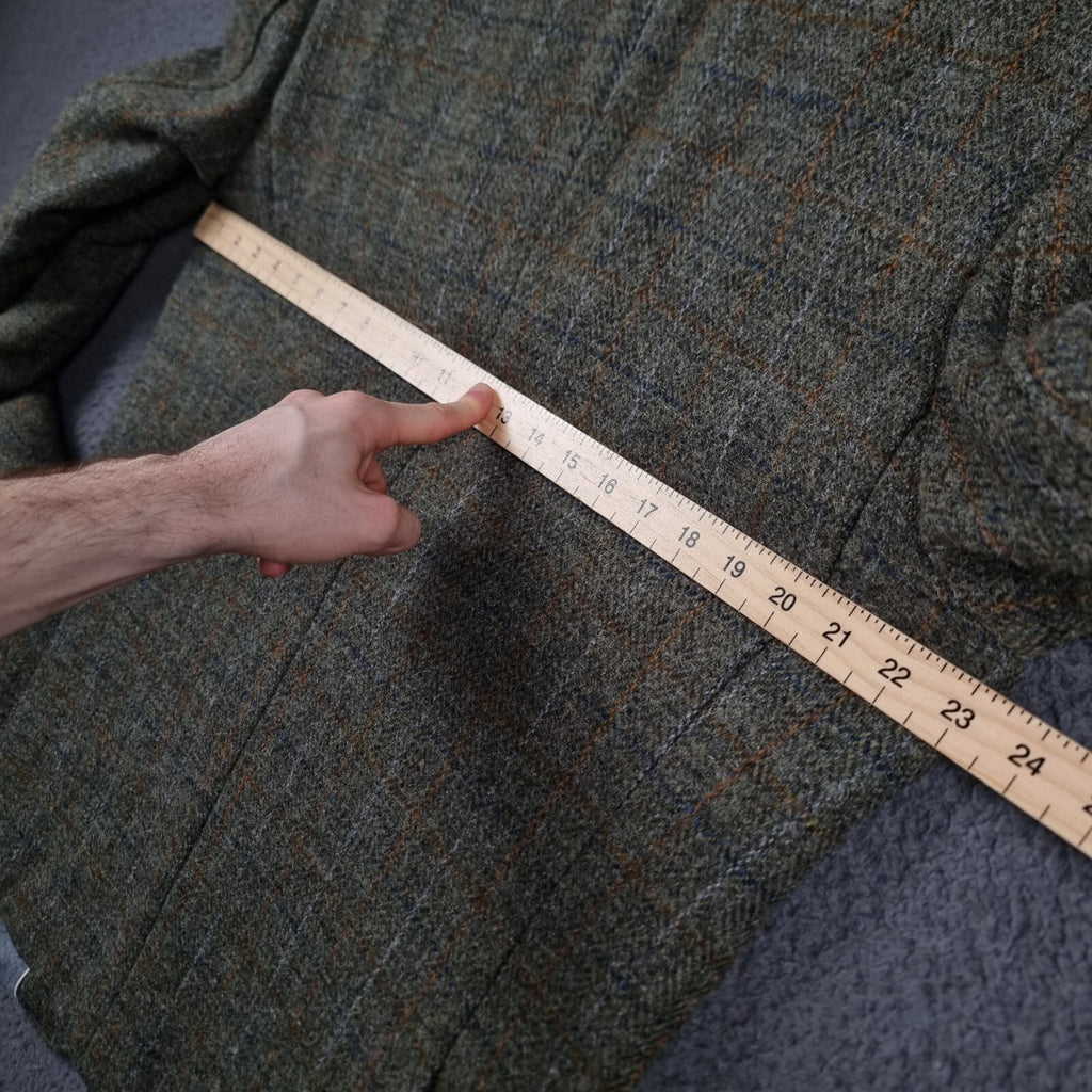 JOHN LEWIS HARRIS TWEED Jacket Mens 2XL Green Check Hunting Norfolk Blazer Wool