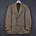 Brook Taverner Harris Tweed Blazer Jacket Mens 42S Brown 100% Wool Sport Coat