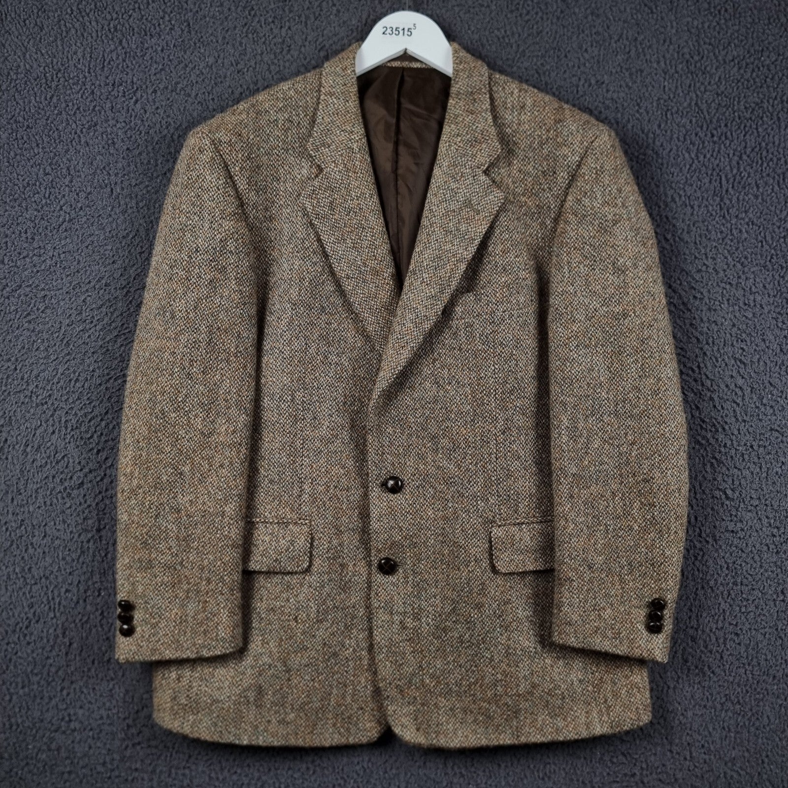 Brook Taverner Harris Tweed Blazer Jacket Mens 42S Brown 100% Wool Sport Coat