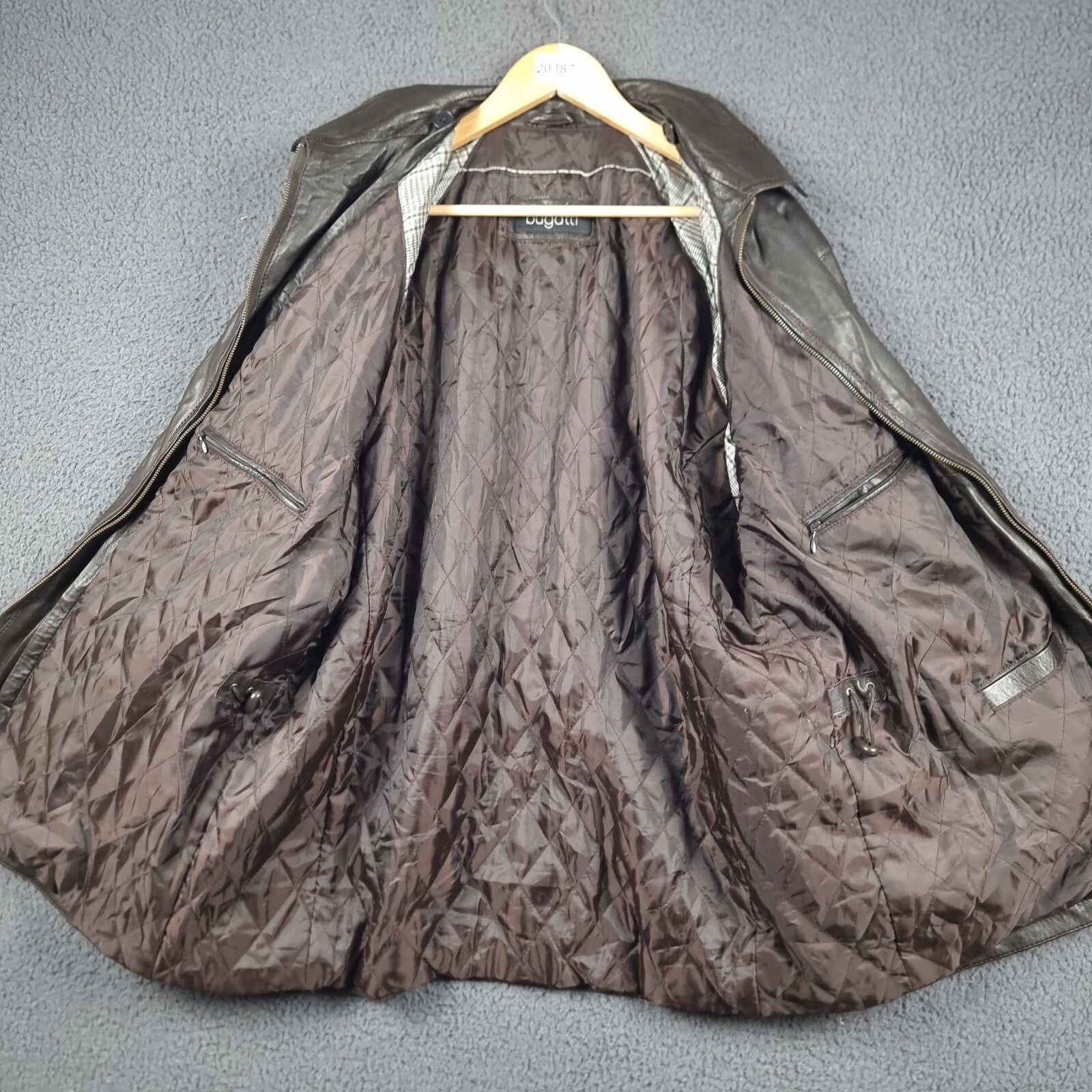 BUGATTI Leather Jacket Mens 2XL 48 Brown Nappa Soft Collared Coat Lined Full Zip