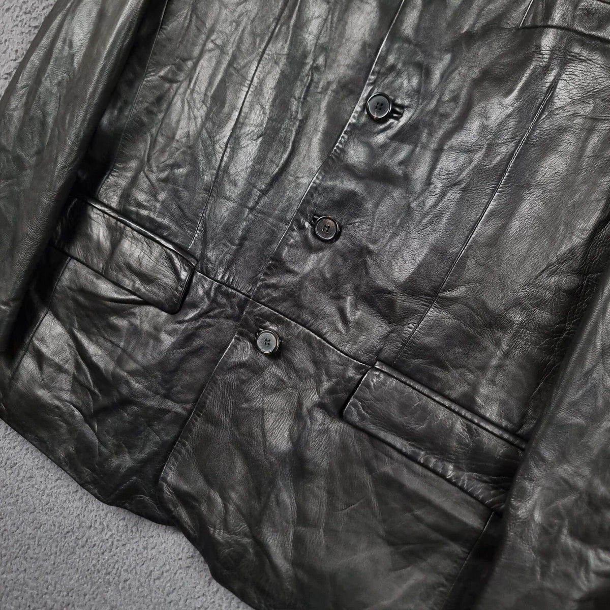 Vintage HUGO BOSS Leather Jacket Men L Large 42 Black Blazer Soft Lambskin Nappa