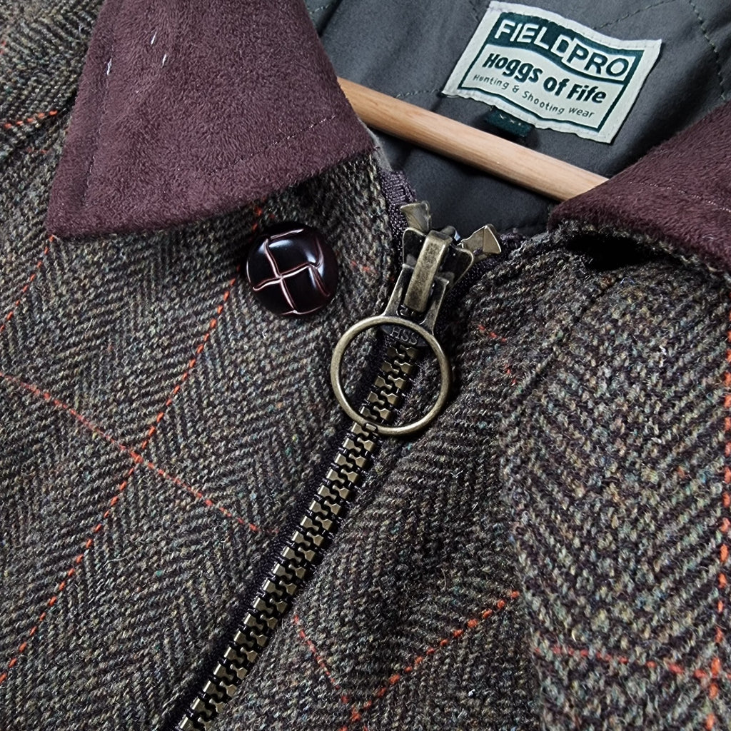 HOGGS OF FIFE Field Pro Jacket Mens 2XL Green 100% Wool Tweed Shooting Harewood