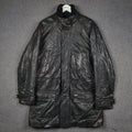 Vintage ARMA Leather Jacket Mens L Large 40 Black Long Overcoat Coat Lined 90s