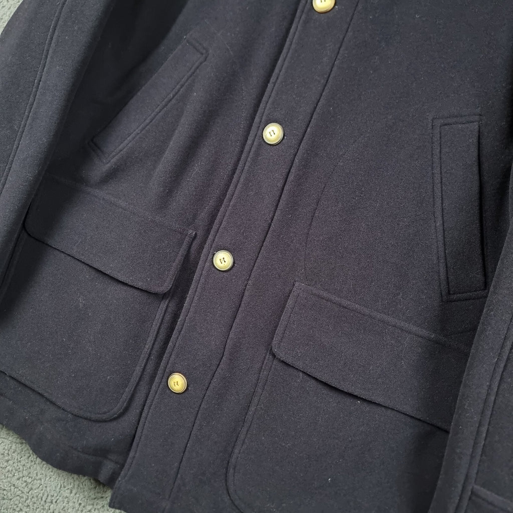 ERMENEGILDO ZEGNA Coat Mens XL Navy 100% Wool Overcoat Jacket Long Yachting