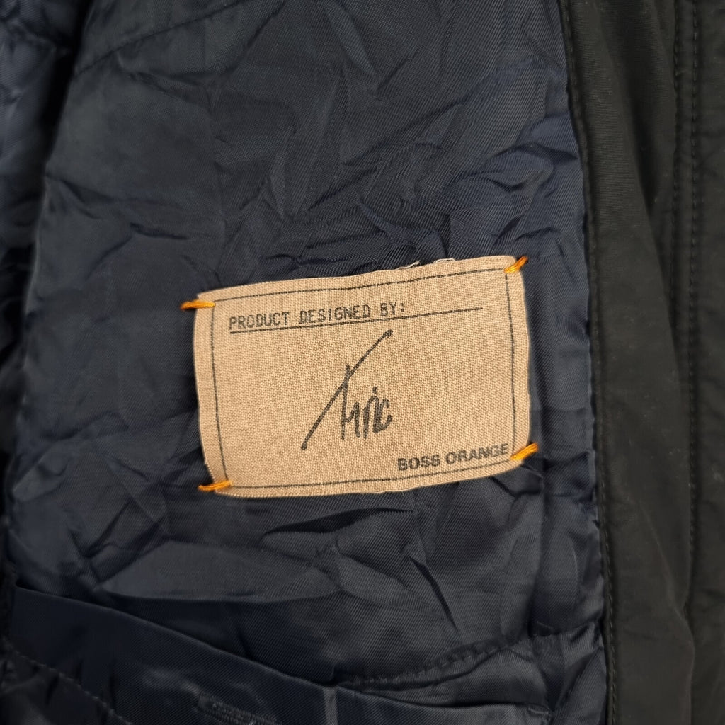 HUGO BOSS Jacket Mens 38R M Medium Black Military M65 Coat Biker Zip Insulated