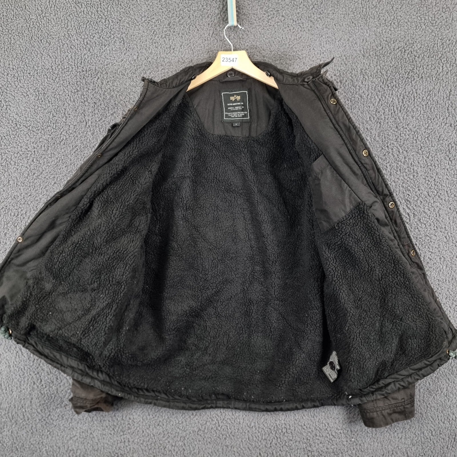 Vintage Alpha Industries Jacket Mens XL Black M65 Military Field Coat Canvas
