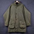 JOHN BROCKLEHURST Jacket Mens L Large Green Check Tweed 100% Wool Shooting Coat
