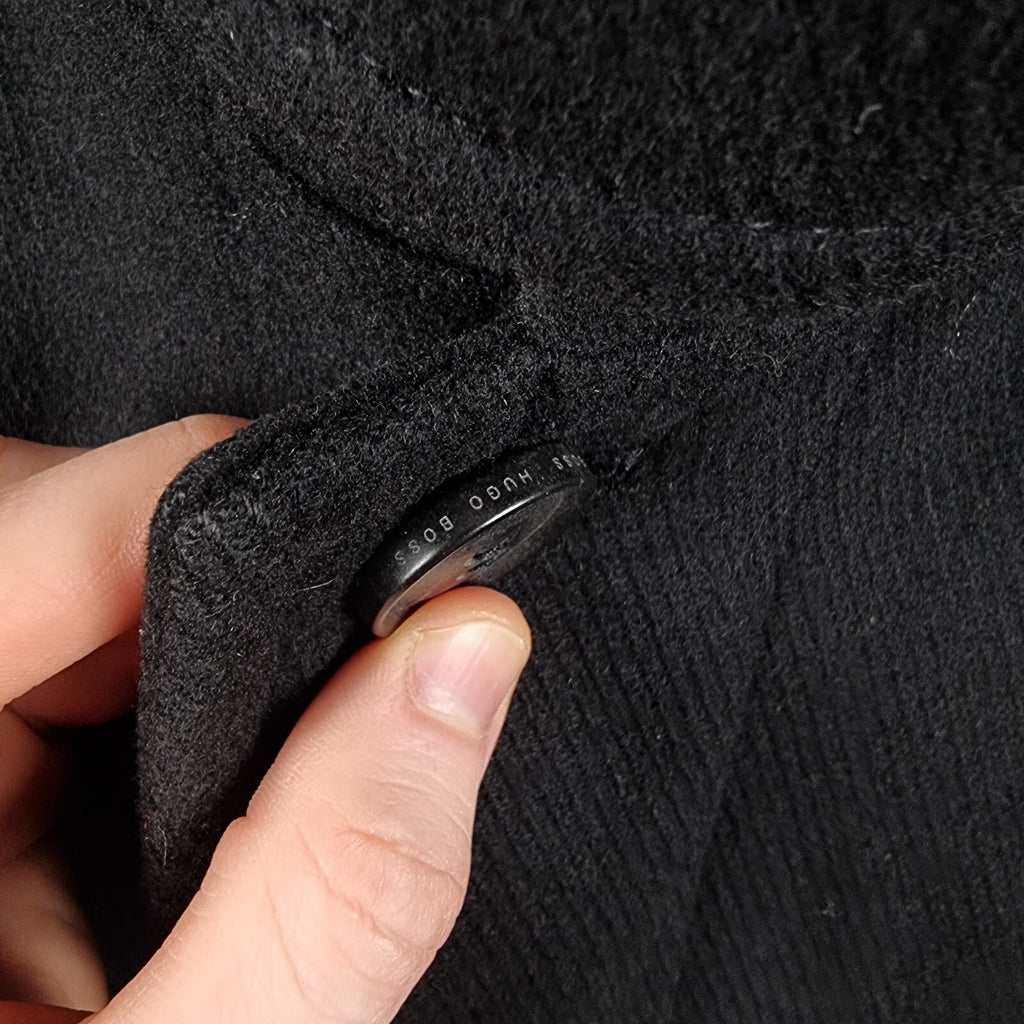 HUGO BOSS Jacket Mens 46R 2XL Black Cox Coat Overcoat Wool & Cashmere Blend