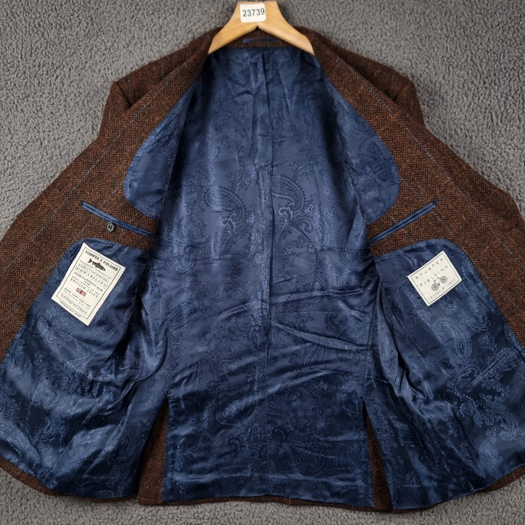 STUMPER & FIELDING Blazer Jacket Mens 42R Check Tweed 100% Wool Hacking Sporting