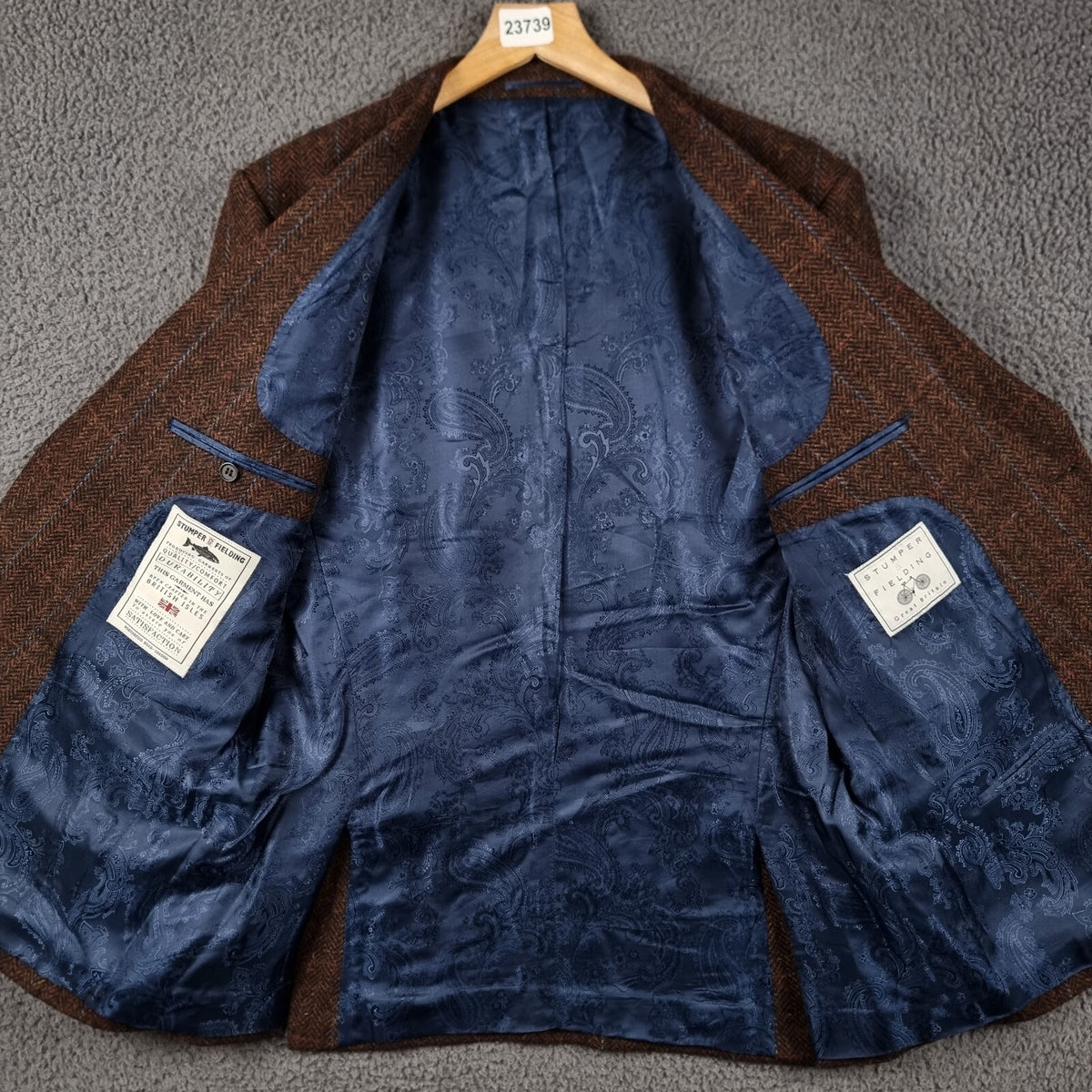 STUMPER & FIELDING Blazer Jacket Mens 42R Check Tweed 100% Wool Hacking Sporting