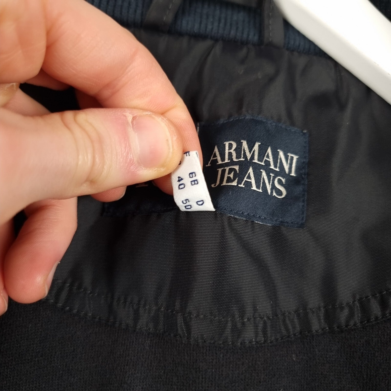 Vintage ARMANI JEANS Jacket Men L Large 40 Black Bomber Puffer Quilted Insulated