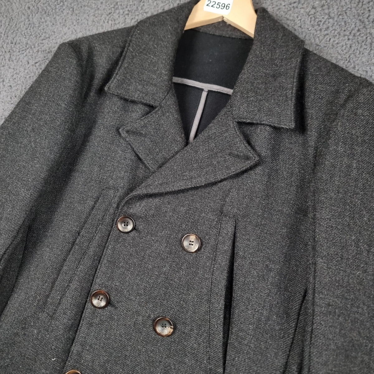 DIESEL Jacket Men S Small Charcoal BLACK GOLD Wool Blend Peacoat Double Breasted