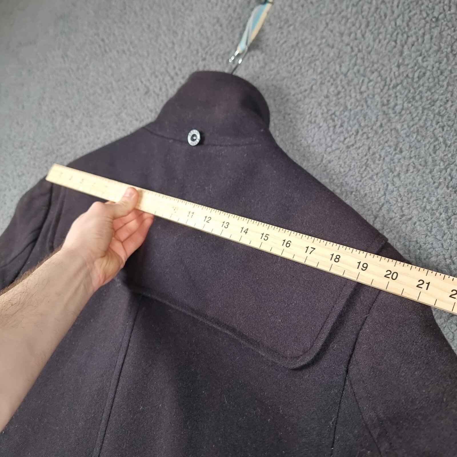 ARMANI JEANS Coat Mens L Large Navy Blue Wool Overcoat Peacoat 30th Anniversary