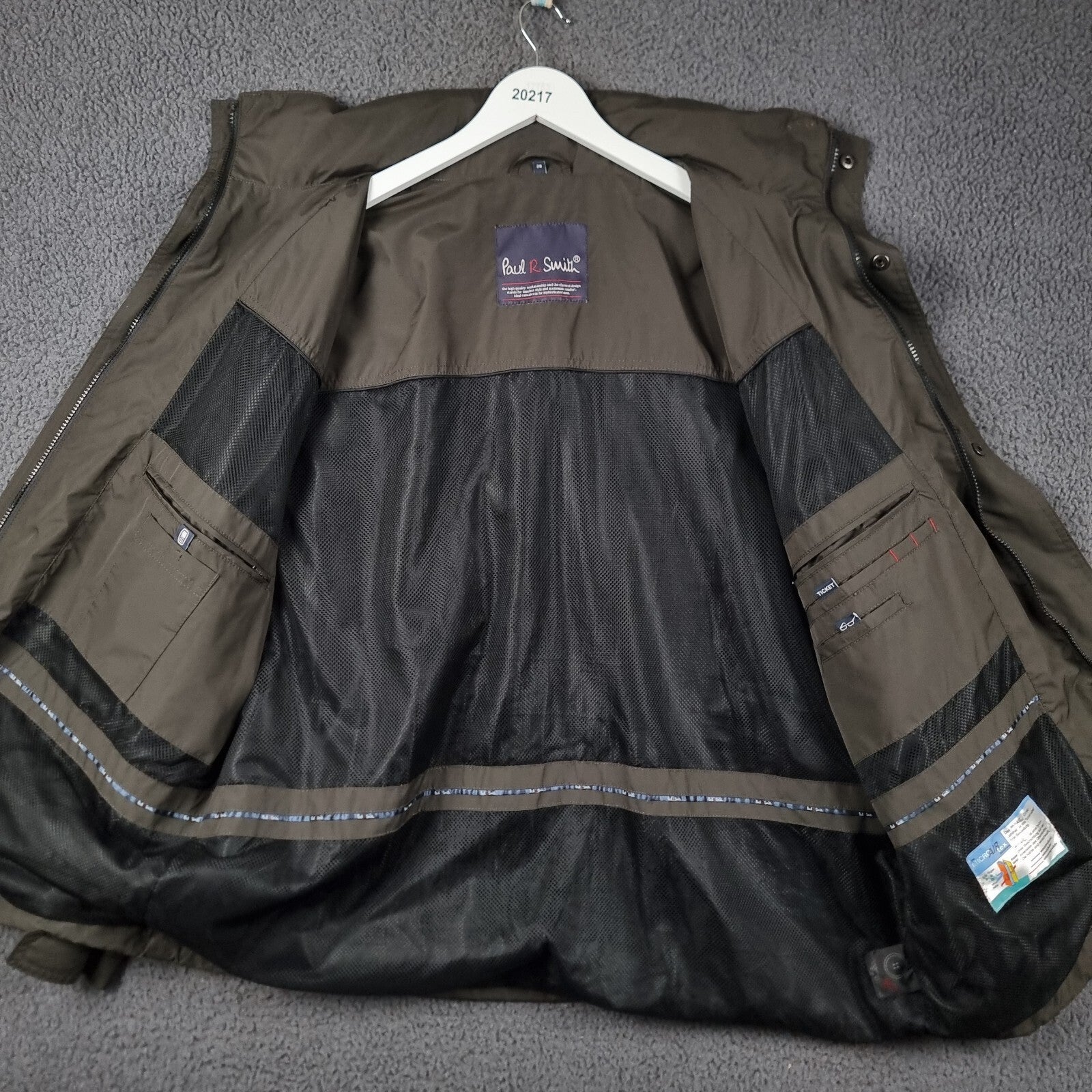 Vintage PAUL R SMITH Jacket Mens 28 2XL 3XL Grey Waterproof Rain Coat Hooded