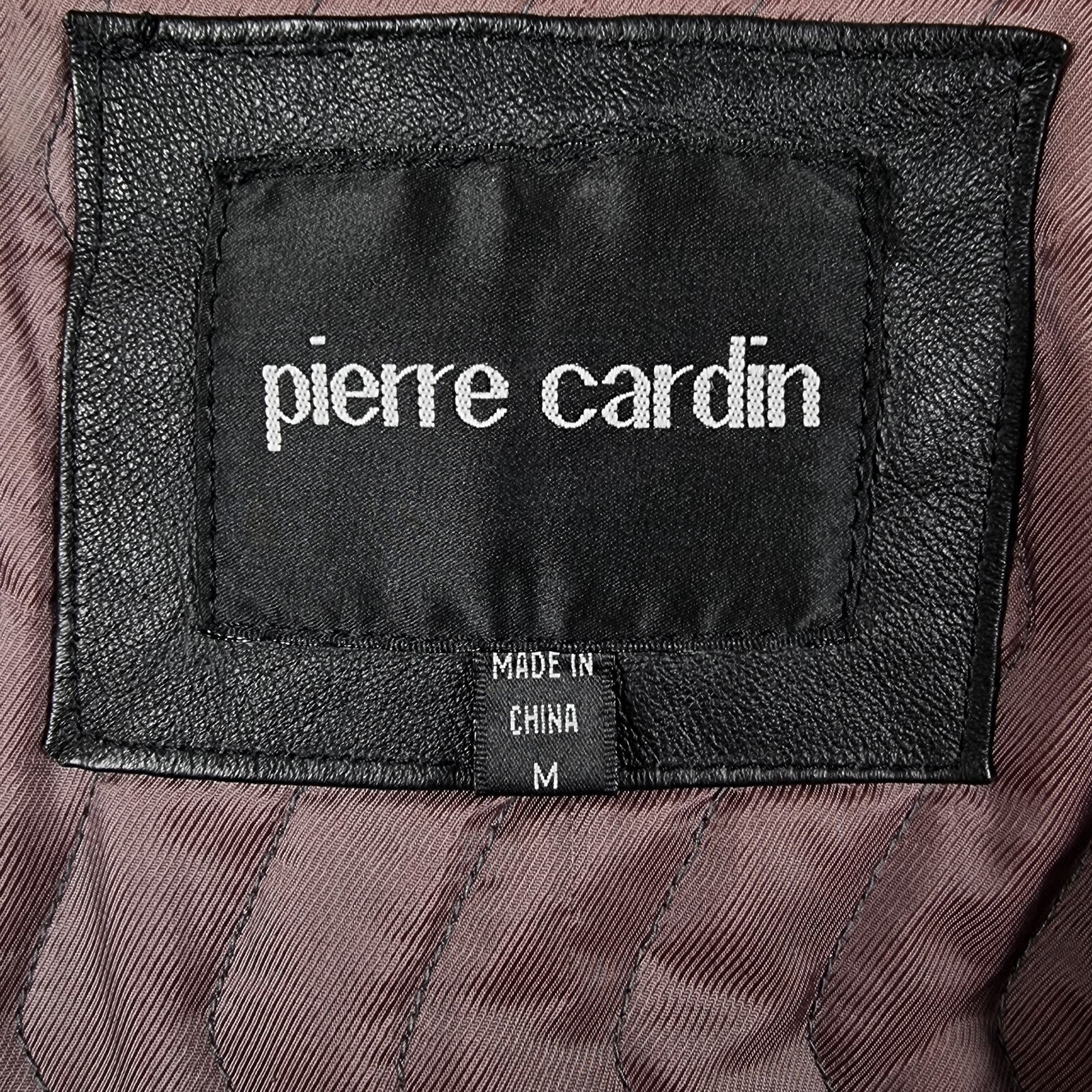 Vintage PIERRE CARDIN Leather Jacket Mens M Medium Black Bomber Relaxed Fit 90s