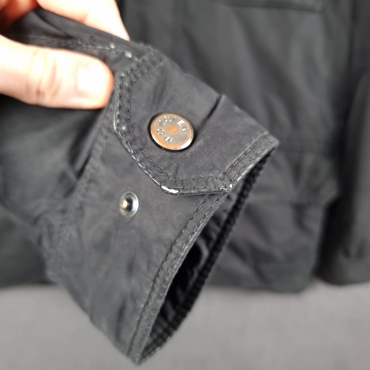MONCLER Jacket Mens L Large Size 3 Black GLASTONE Down M65 Military Field Coat