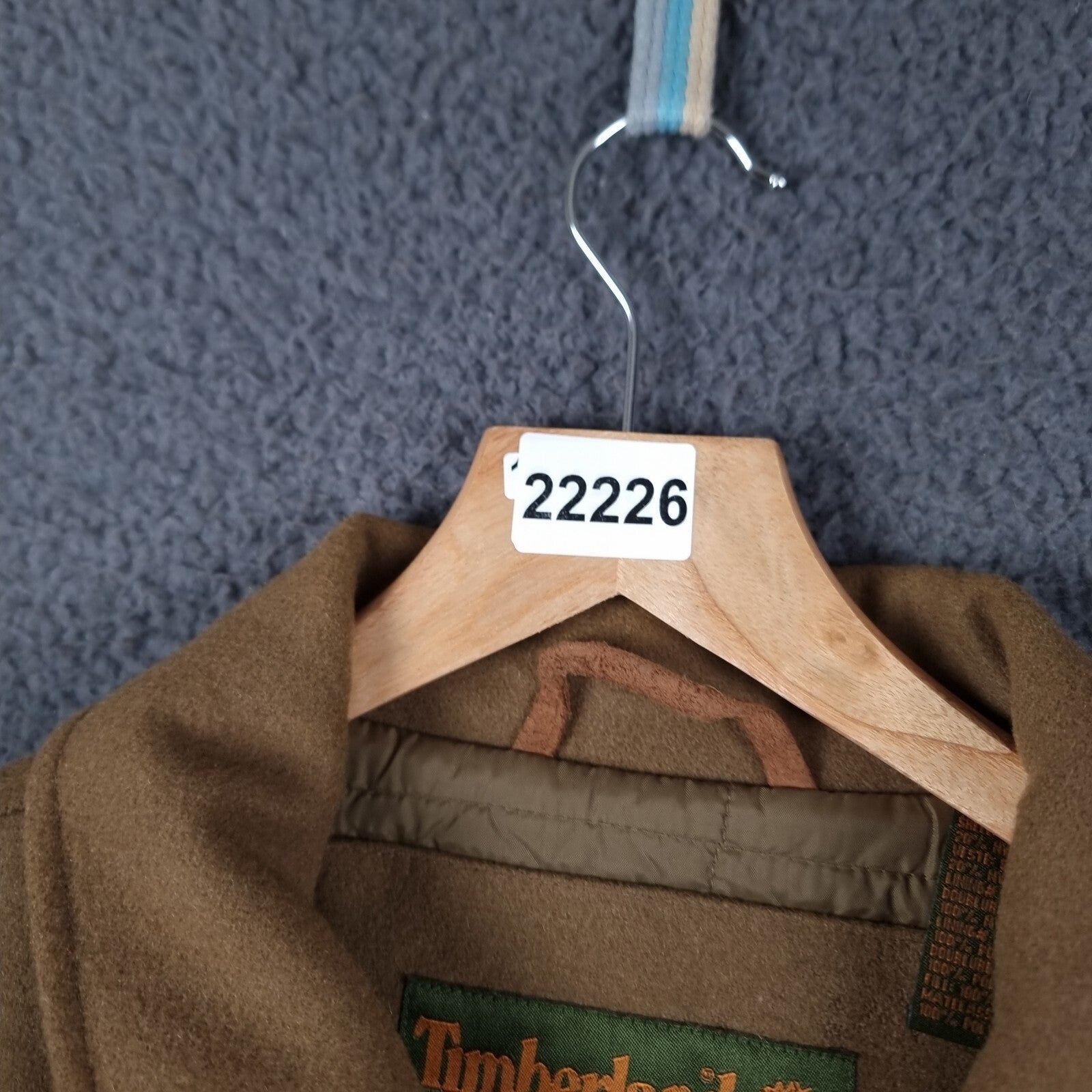 Vintage Timberland Jacket Mens L Brown Wool Coat Overcoat Insulated Collared 2002 Y2K