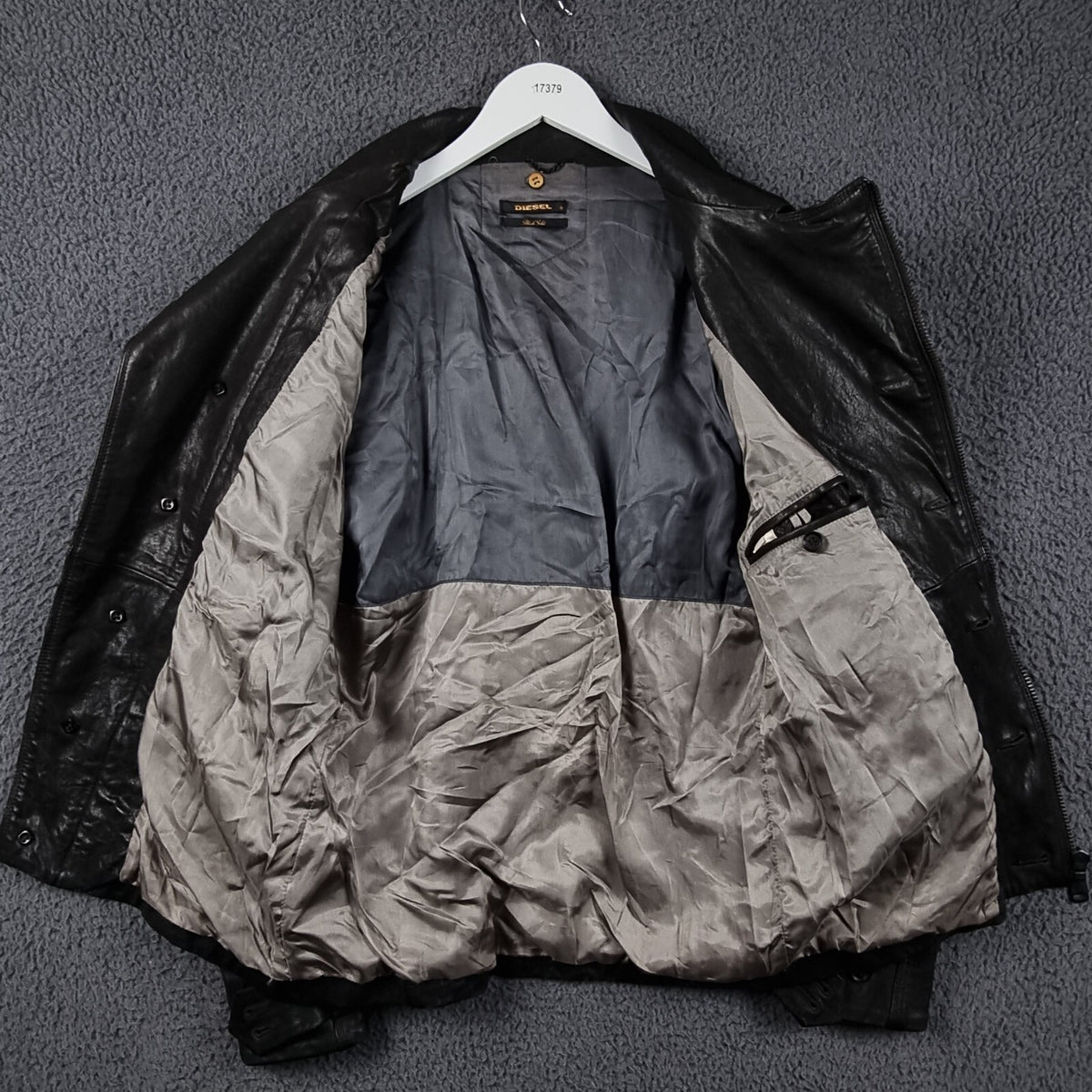 DIESEL Leather Jacket Men S Small Brown BLACK GOLD Biker Moto Collared LOXETT