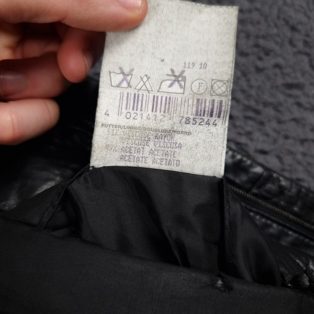Vintage HUGO BOSS Leather Jacket Mens L Large 40 Black Soft Lambskin Nappa 90s