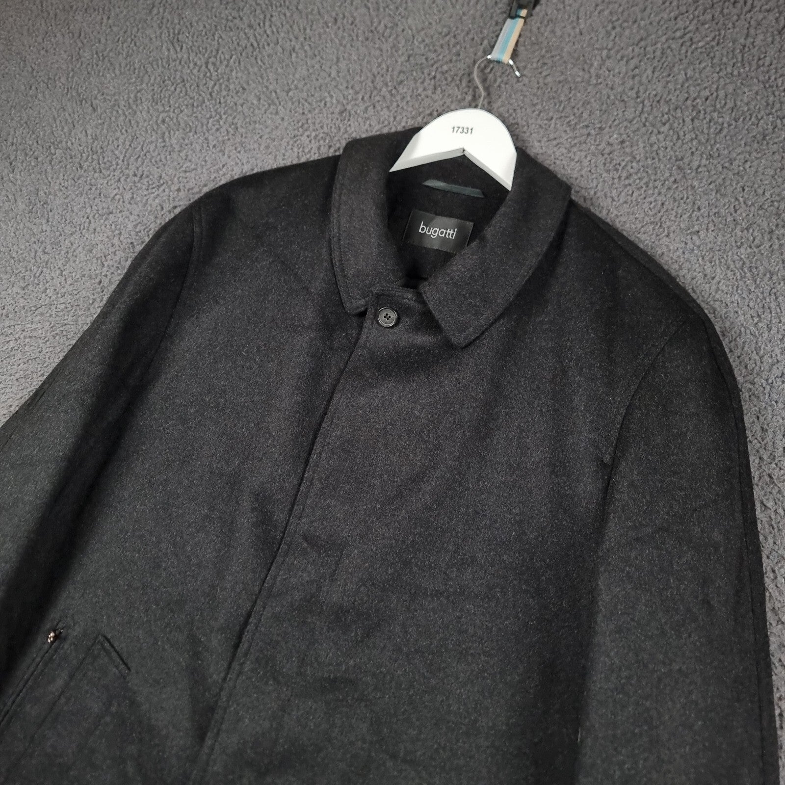 Bugatti Alpen Loden Coat Mens XL 52 Black Wool & Cashmere Long Overcoat Collared