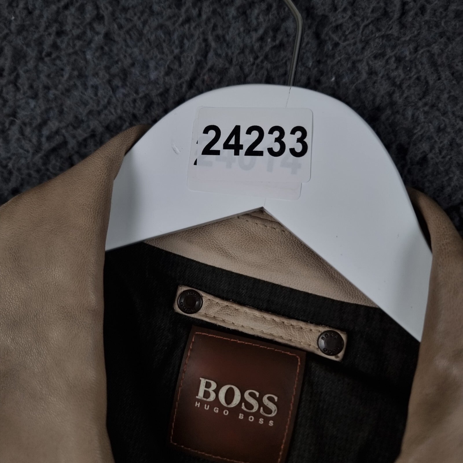 Vintage HUGO BOSS Leather Jacket Mens L Large 42 Brown Lambskin Bomber Flight A2
