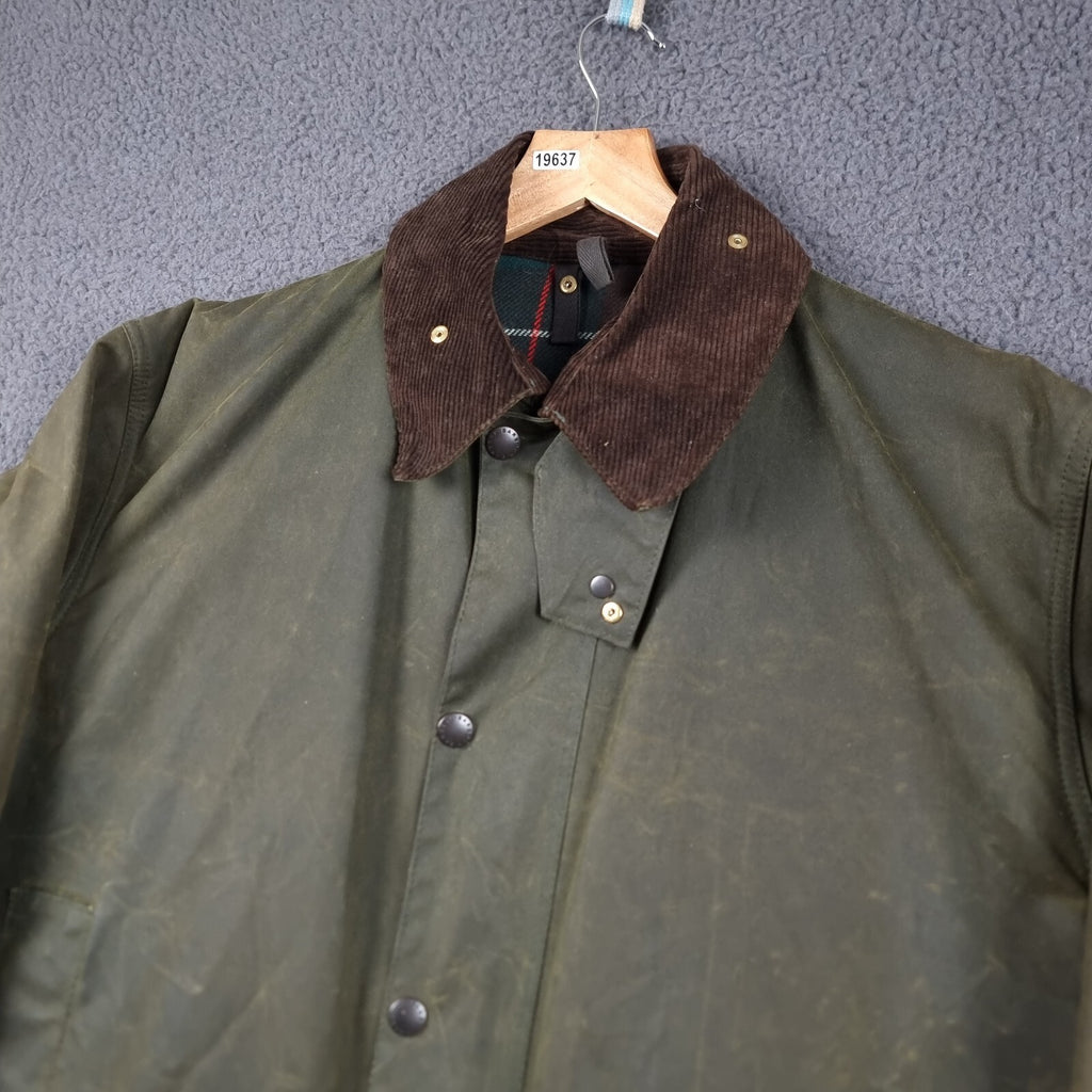 Vintage BARBOUR Northumbria Jacket Mens L C42 A400 Sage Wax Waxed Coat 80s 1987