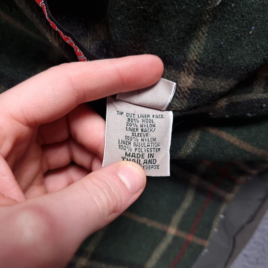 Vintage LL Bean Jacket Mens L Large Green Barn Field Coat Wool Liner Wax Canvas