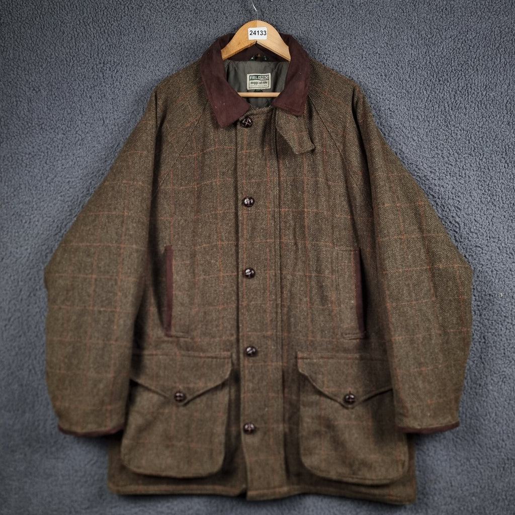 HOGGS OF FIFE Field Pro Jacket Mens 2XL Green 100% Wool Tweed Shooting Harewood