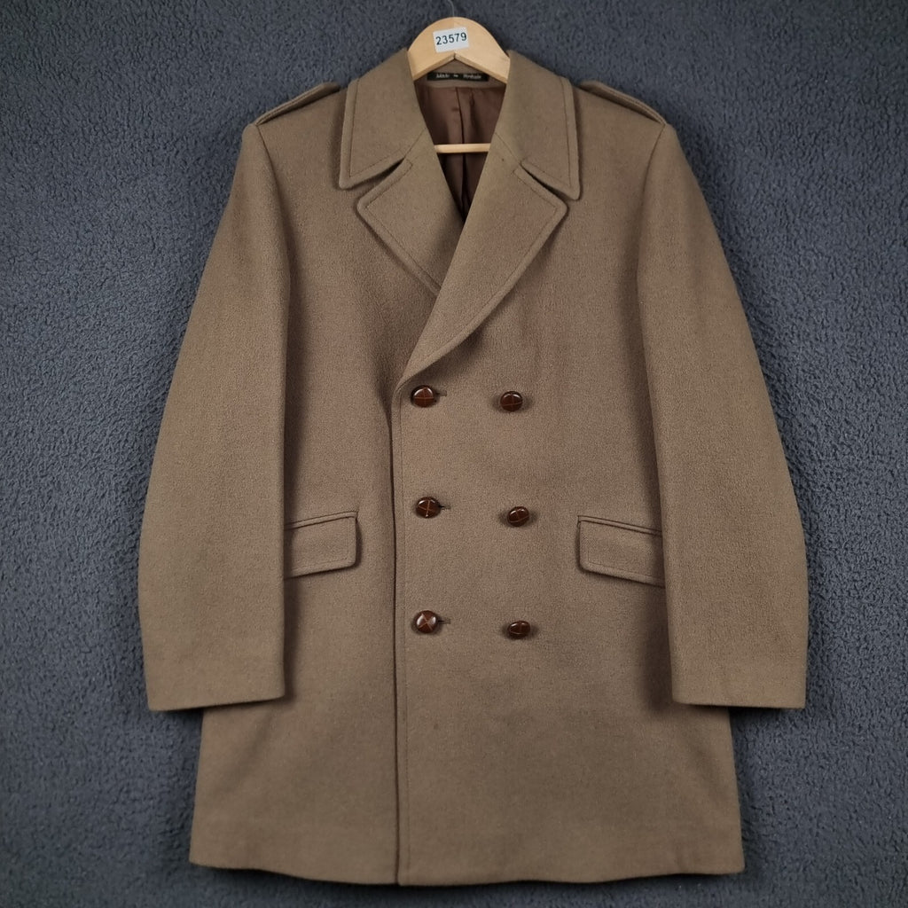 Vintage Dunn & Co Coat Mens M Medium Brown Pure Wool Double Breasted Crombie