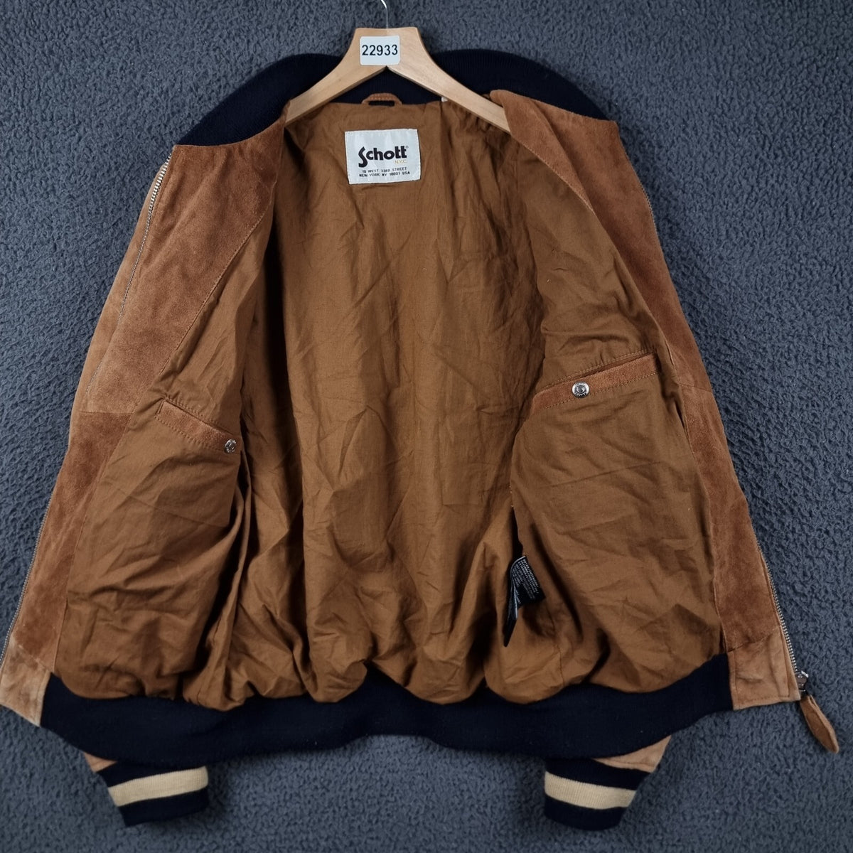 SCHOTT Goat Suede Leather Jacket Mens M Medium Brown Varsity Bomber LC300ST