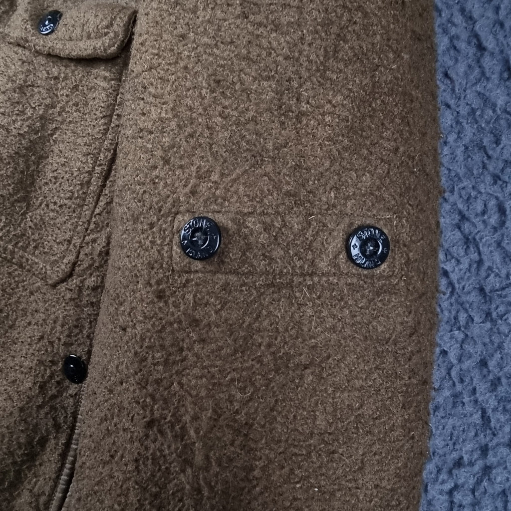Vintage STONE ISLAND Jacket Mens XL Brown Felt Field Coat Made In Italy F/W 2005