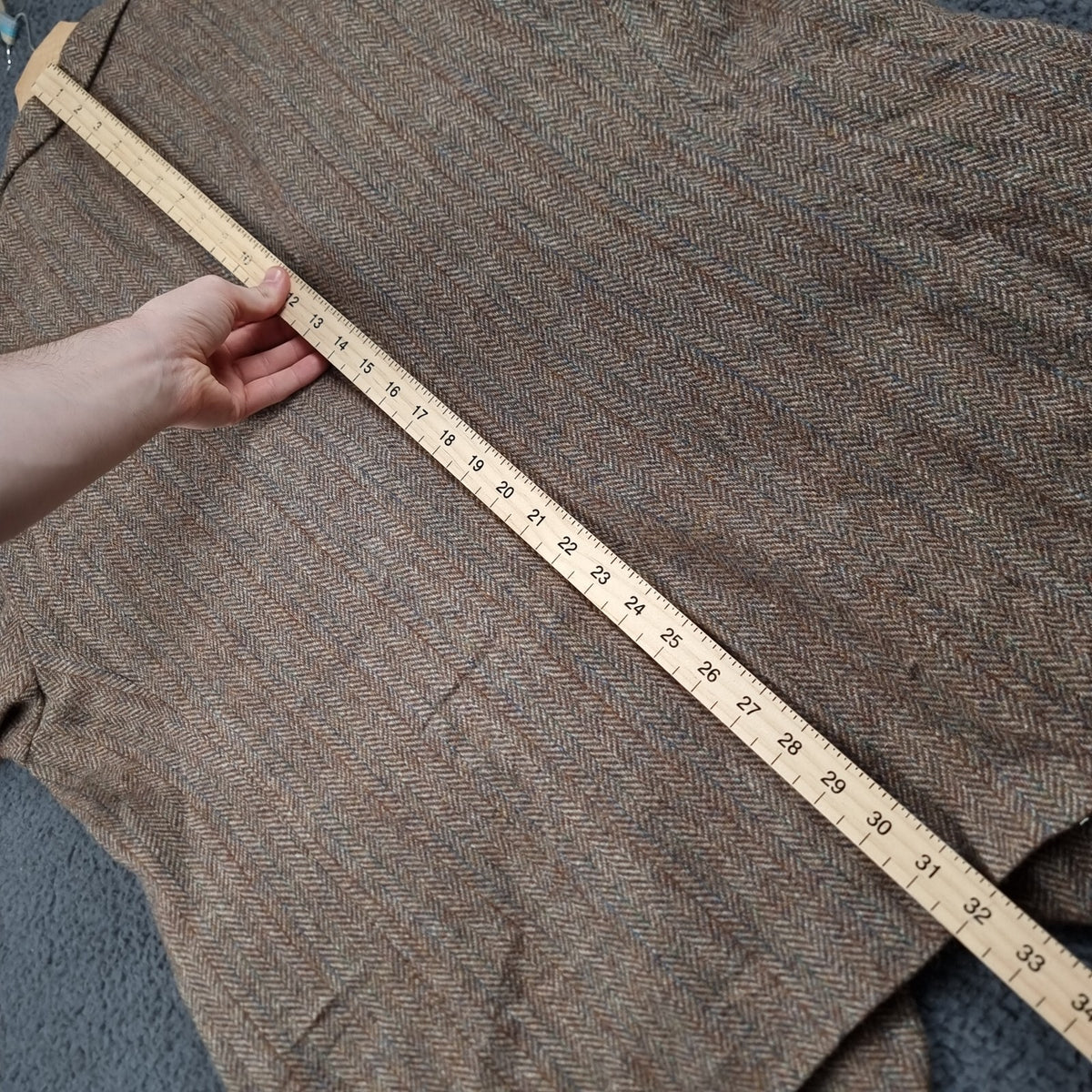 Vintage Woolrich x Harris Tweed Blazer Jacket Mens 52R Brown Herringbone Wool 80s
