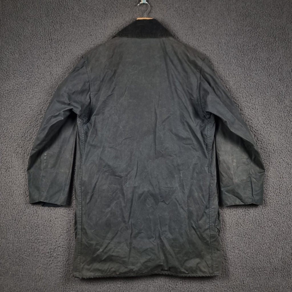 Vintage BARBOUR Border Jacket Mens C36 Navy Wax Waxed Field Coat A205 80s 1989