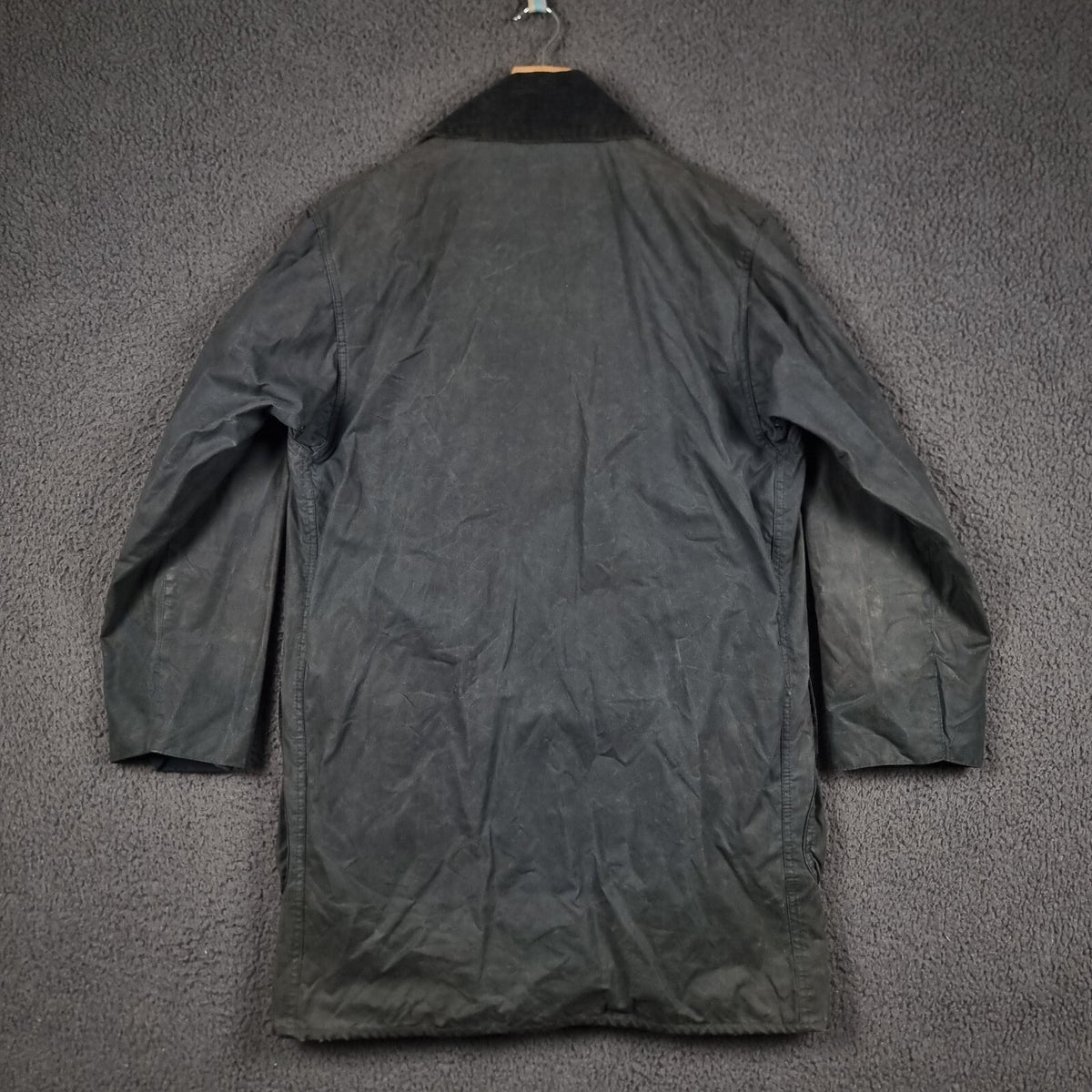 Vintage BARBOUR Border Jacket Mens C36 Navy Wax Waxed Field Coat A205 80s 1989